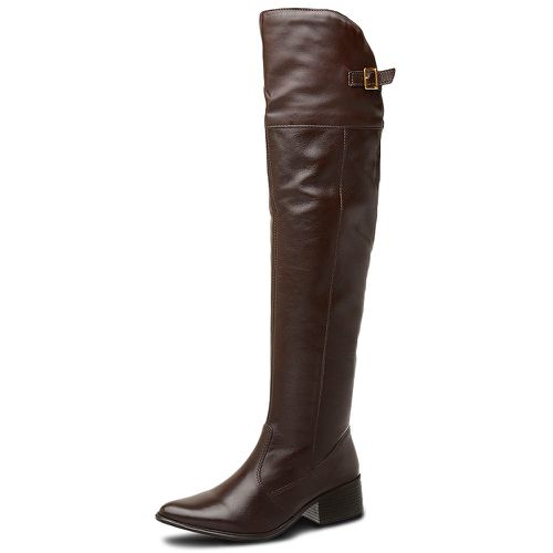 Bota Over The Knee conforto cano super longo liso couro cor marrom - Loja Pierrô | Calçados Masculinos e Femininos