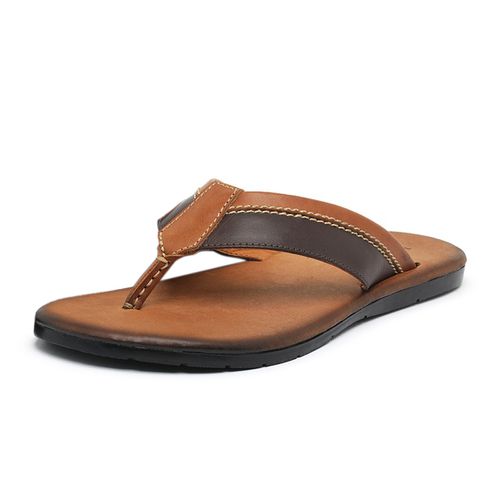 Chinelo Masculino confortável couro legítimo cor tabaco e café - Loja Pierrô | Calçados Masculinos e Femininos