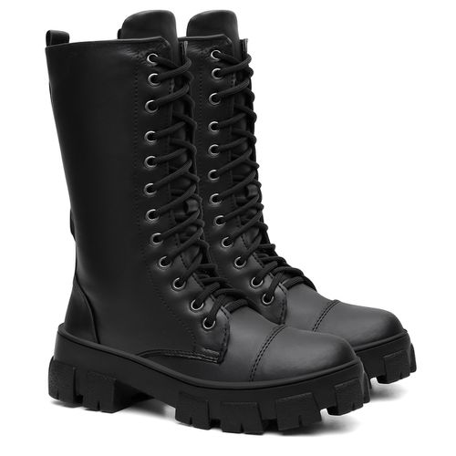 Bota Coturno Feminino Cano Longo Tratorada Bloguei... - LOJASANTAROSA