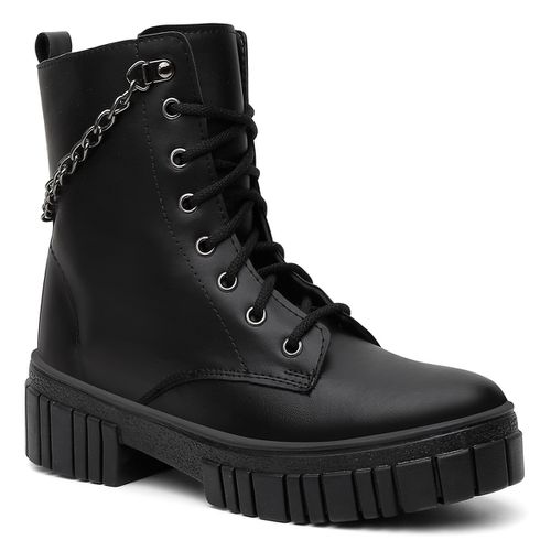 Bota Feminina Tratorada Detalhe Corrente Ônix - LOJASANTAROSA