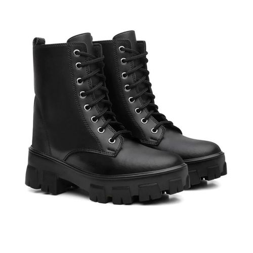 Bota Coturno Militar Feminino Tratorado Cadarço - LOJASANTAROSA