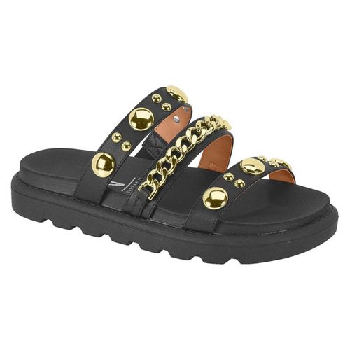 Sandália Feminina Papete Chinelo Preta Corrente Do... - LOJASANTAROSA