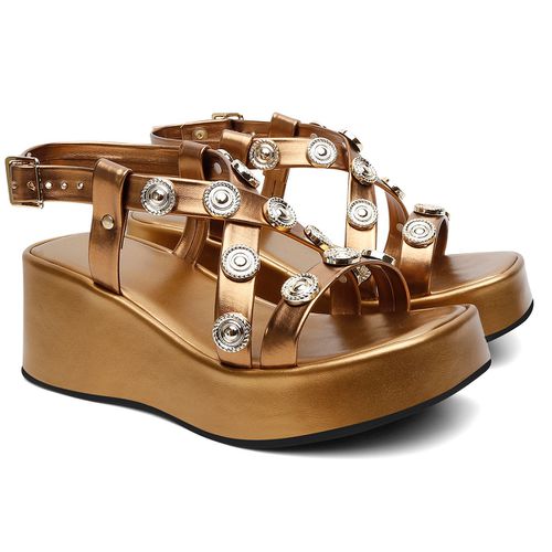 Sandália Flatform Anabela Bronze - LOJASANTAROSA