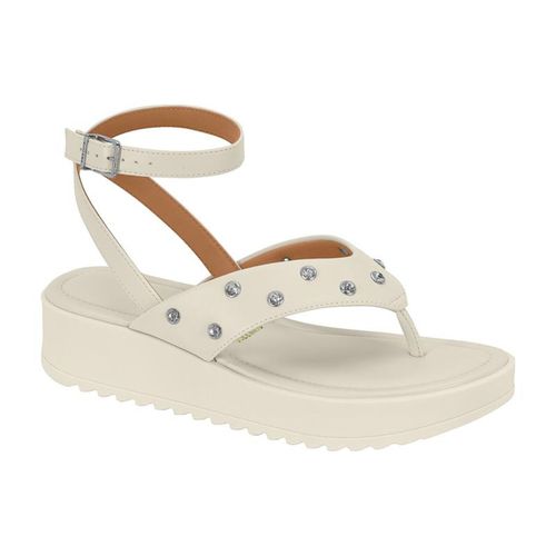 Sandália Papete Flatform Bege Clarinha Branca Tach... - LOJASANTAROSA