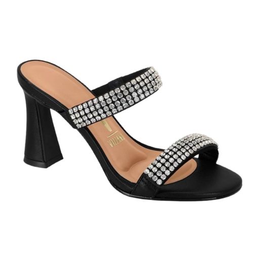 Tamanco Feminino Preto de Brilho Strass Vizzano Sa... - LOJASANTAROSA