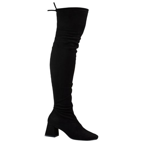 Bota Feminina Over The Knee Camurça Salto Bloco Ba... - LOJASANTAROSA