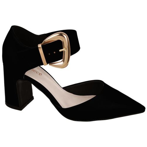 Sapato Preto Feminino Scarpin Bico Fivela Dourada ... - LOJASANTAROSA