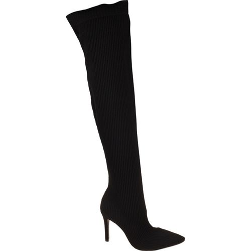 Bota Feminina Salto Alto Fino de Meia Knit Over Th... - LOJASANTAROSA