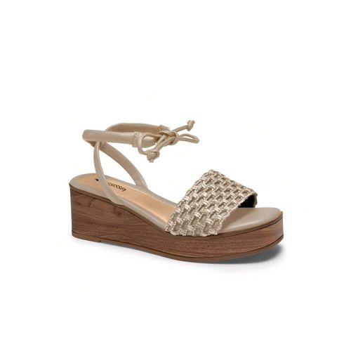 Sandália Feminina Flatform Mississipi Bege Anabela... - LOJASANTAROSA