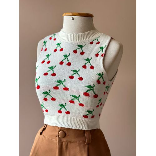 Tricot Cavado Cherry ESTAMPADO FUNDO BRANCO - 0009... - LOJA TUTTI FRUTTI