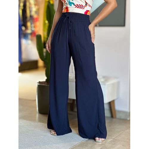 Calça Pantalona em Viscose AZUL MARINHO - 00030600... - LOJA TUTTI FRUTTI