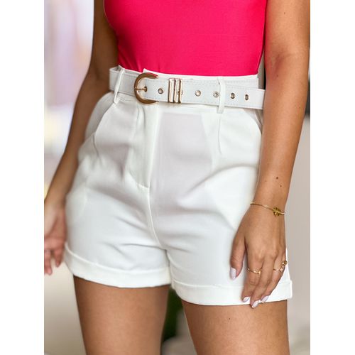 Shorts Alfaiataria com Cinto Laila OFF WHITE - 000... - LOJA TUTTI FRUTTI