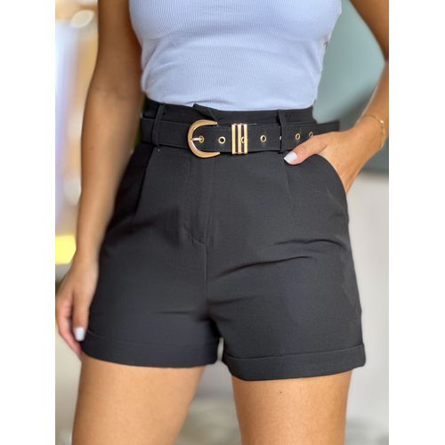 Shorts Alfaiataria com Cinto Laila PRETO - 0001390... - LOJA TUTTI FRUTTI