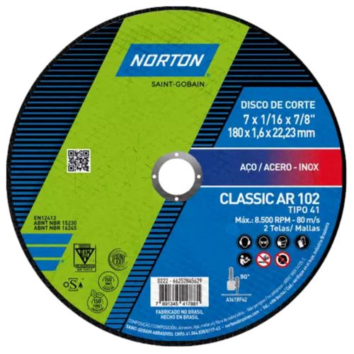 Disco de Corte 4 Pol x 2,0mm Classic 70184624363 Norton - Mabore