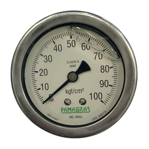 Manômetro Analógico Inox 0 à 100Kgf 1/4 Pol NPT FIG 62/2 Fam... - Mabore