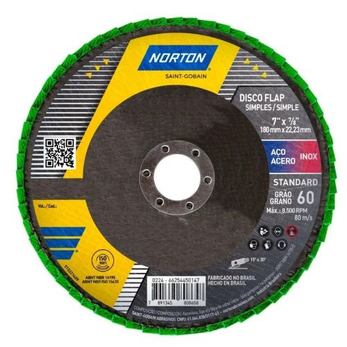 Disco Flap Lixa Metal Standard R244 180 x 22mm P60 662544501... - Mabore