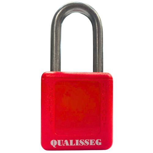 Cadeado com Haste Metal Vermelho 38mm 1CH Q66332VM Qualisseg - Mabore