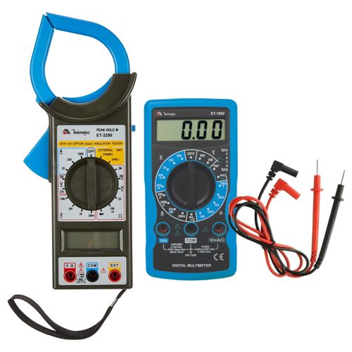 Multimetro Digital Portatil ET-1002 + Alicate Amperímetro Di... - Mabore