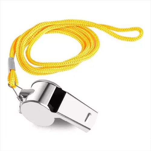 Apito De Metal Profissional Prateado Com Cordão - Mabore