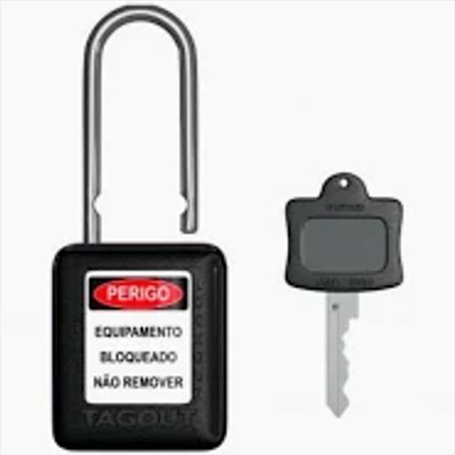 Cadeado Plástico Com Haste De Alumínio Preto 6,35x38mm Calpr... - Mabore