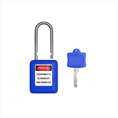 Cadeado Plástico Haste Metálica Azul 6,35x38mm Calaz140cd Ta... - Mabore