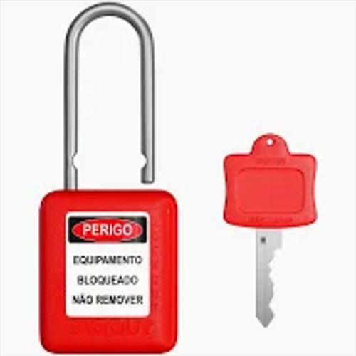 Cadeado Plástico Com Haste De Alumínio Vermelho 6,35x38mm Ca... - Mabore