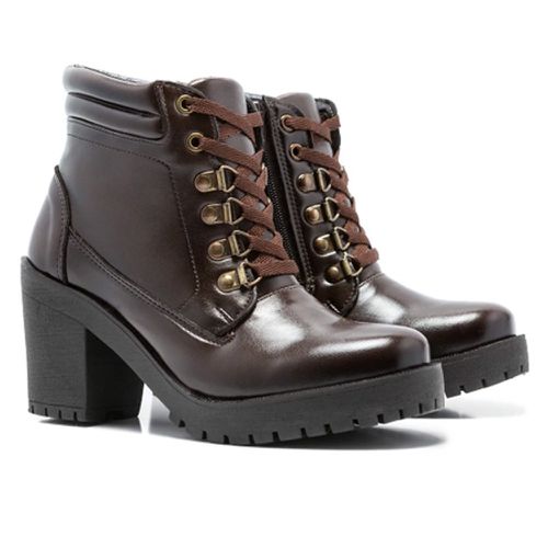 Coturno Molly Feminino Valentina em Atacador - Caf... - MOLLY