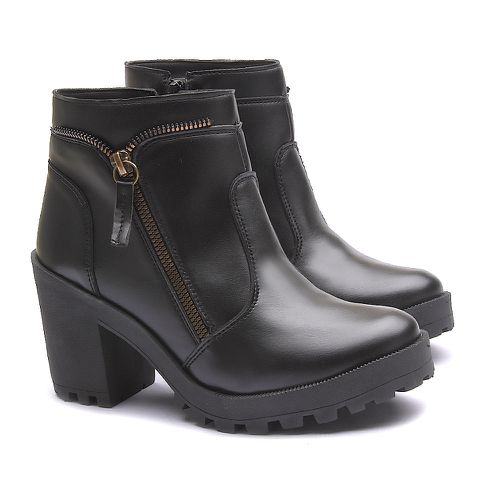 Coturno Molly Feminino Preto com Fechamento Latera... - MOLLY