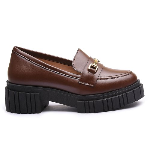 Mocassim Molly Feminino Tratorado Capuccino com Me... - MOLLY