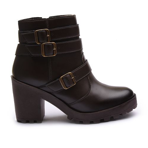 Coturno Molly Feminino Café com Fechamento Lateral... - MOLLY