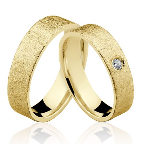 Alianças de Ouro 18k/750 Com Diamante AL124