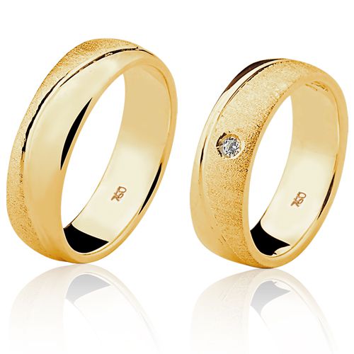 Alianças de Ouro 18k/750 com Diamante AL82