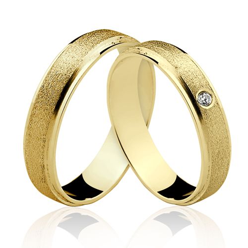 Alianças de Ouro 18k/750 com Diamante ALP09 