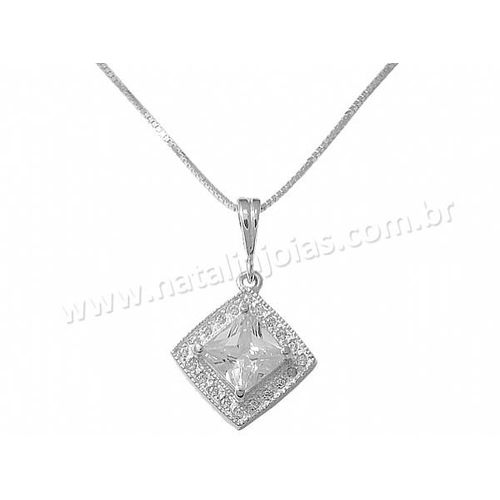 Corrente com Pingente de Zirconia em Prata 925