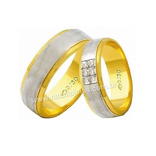 Alianças de Ouro 18k/750 com Diamantes AE145