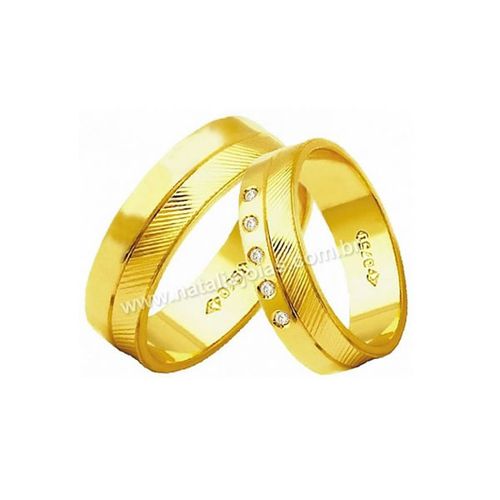 Alianças de Ouro 18k/750 com Diamantes AE185 