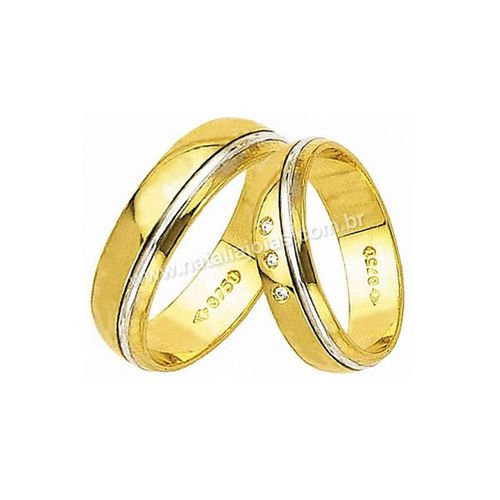 Alianças de Ouro 18k/750 com Diamantes AE43