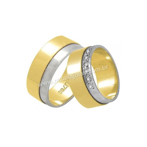 Alianças de Ouro 18k/750 com Diamante AL51