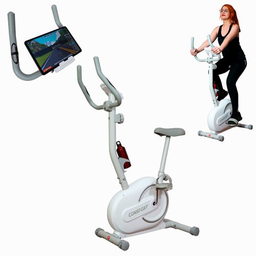 Bicicleta Vertical V-1000 Connect - Branca - Consp... - Natural Fitness