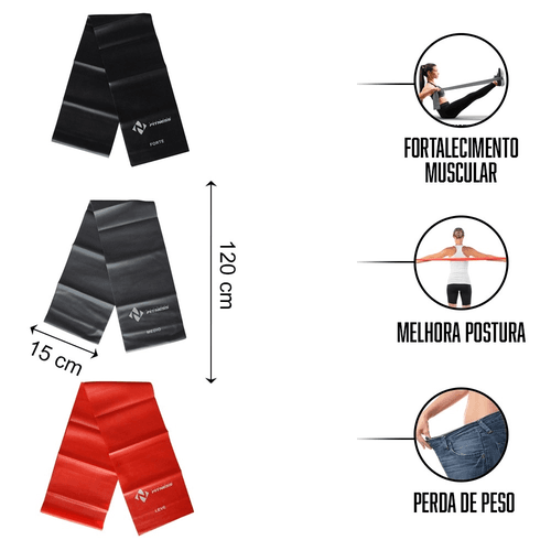 Kit 3 Faixas Elasticas Thera Band Consport - 40015 - Natural Fitness