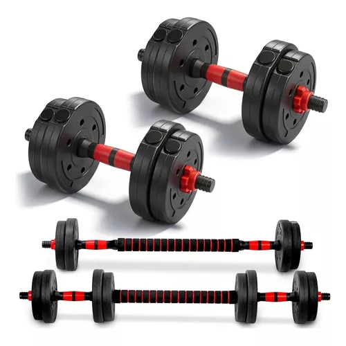 Kit Halteres Ajustáveis 6 Em 1 Com Barra e Anilhas Treino Em Casa 9kg | Consport - 401256 - NATURAL FITNESS