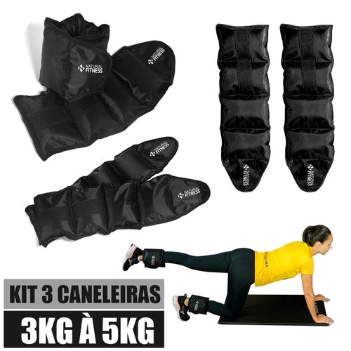 Kit Caneleira de Peso 3kg a 5kg Academia e Ginastica - Natural Fitness