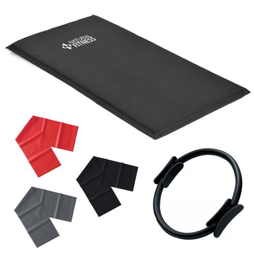 Kit 3 Faixas Elásticas + Anel de Pilates + Colchonete - Natural Fitness