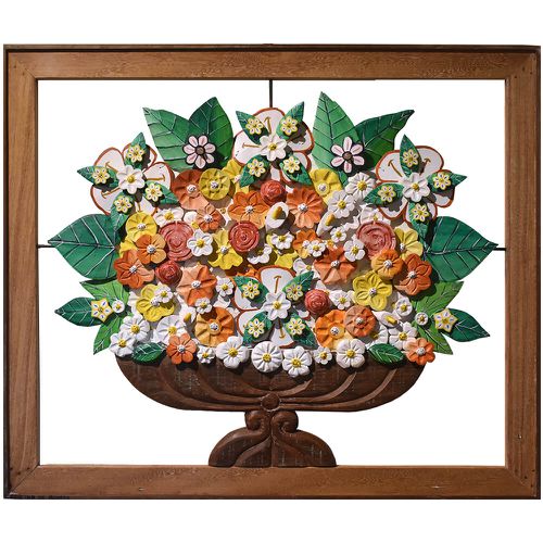 Quadro Ânfora com Flores – Madeira e Metal 112 x 9... - OFICINA DE AGOSTO