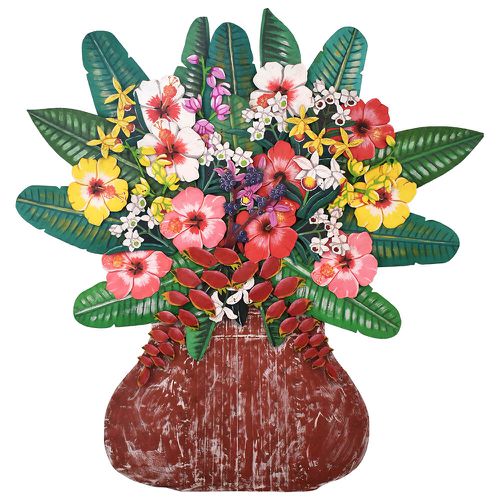 Painel Ânfora de Flores - Metal 176 x 170 cm. - 13... - OFICINA DE AGOSTO