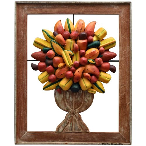 Quadro Vazado - Ânfora Alta com Frutas Coloridas 0... - OFICINA DE AGOSTO