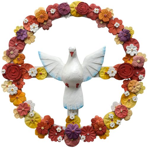 Guirlanda Divino Espírito Santo - Flores Coloridas... - OFICINA DE AGOSTO