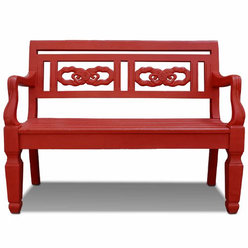 Banco de Madeira - Vermelho - 15018 - OFICINA DE AGOSTO