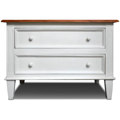 Mesa de Cabeceira Branca Tampo Madeira Natural - 6... - OFICINA DE AGOSTO