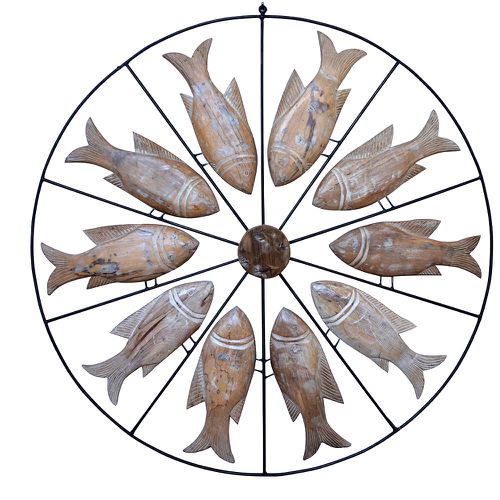 Painel Vazado Mandala com Esculturas de Peixes - ... - OFICINA DE AGOSTO